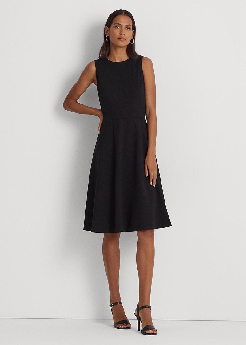 Sukienka Lauren Damska Czarne Ponte Fit-And-Flare 245769-OEK